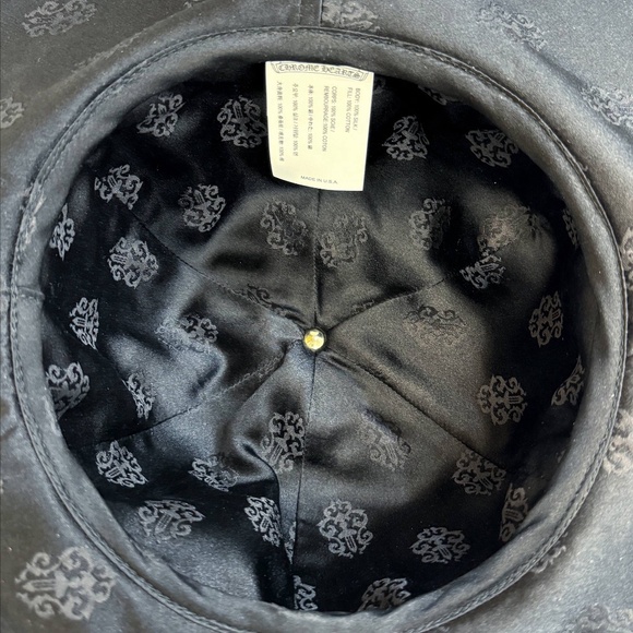 Brand New Chrome Hearts Satin Monogram Bucket Hat Black Silver Cross Top Button - Picture 10 of 14